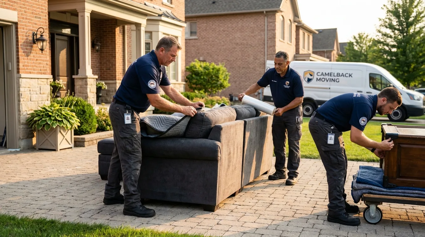 Large estate moving crew wrapping furniture in Hubbardston, MA